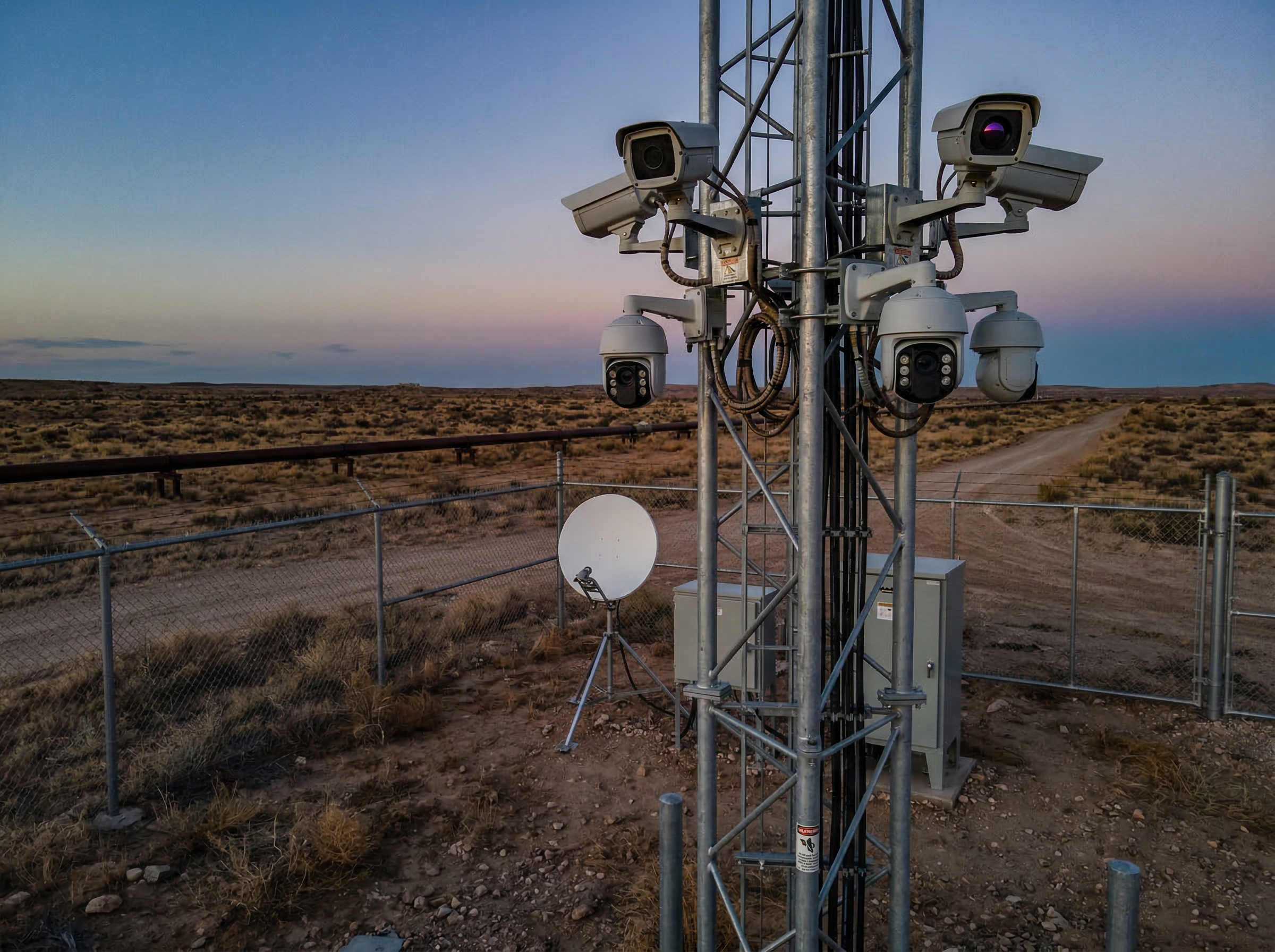 Thermal cameras and perimeter monitoring system at a remote infrastructure site